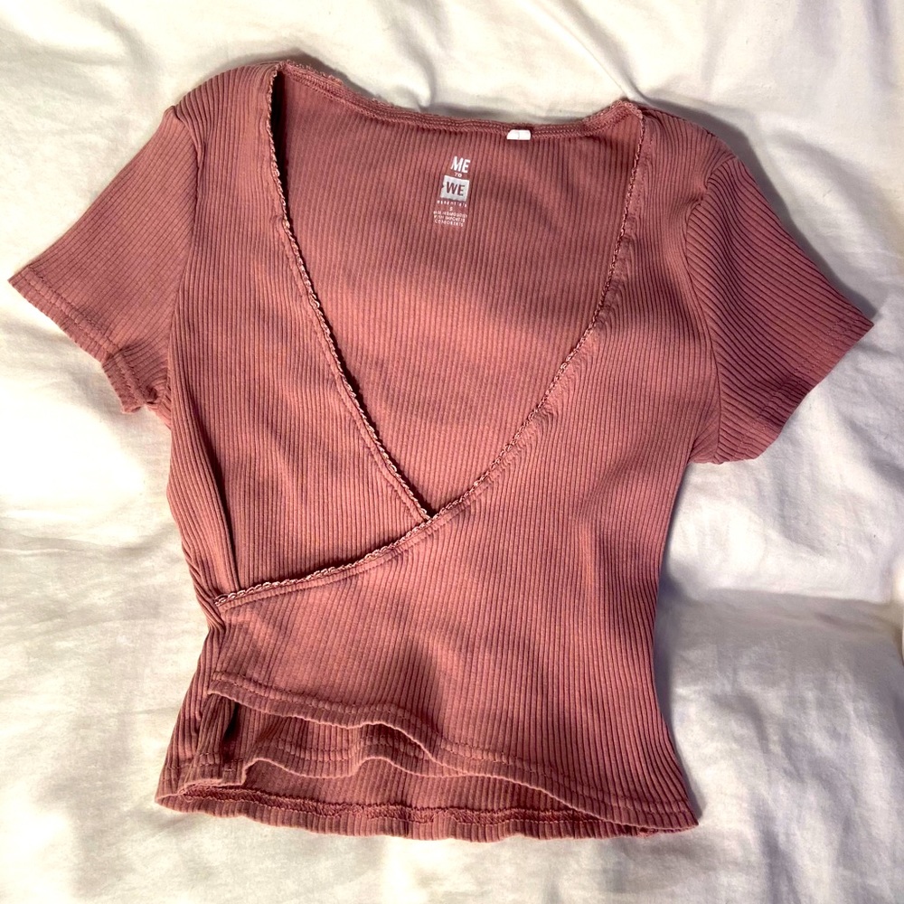 PACSUN Cross Over V Neck Crop Top